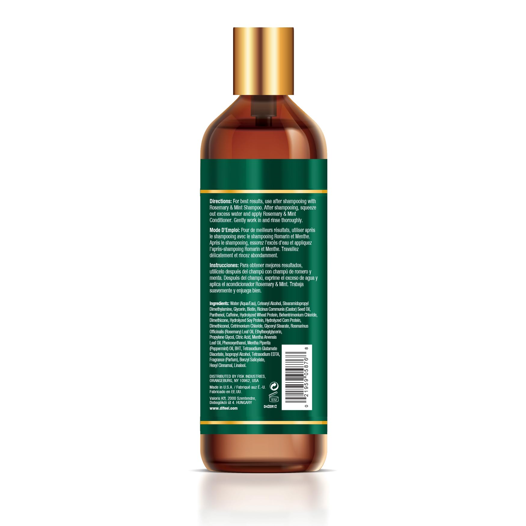 Difeel Elevated Rosemary Mint Hair Conditioner with Biotin 12 oz. - Made with Natural Rosemary & Mint to Strengthen Dry, Damaged Hair, Promote Growth, Smooth Split Ends & Moisturize Dry Scalp